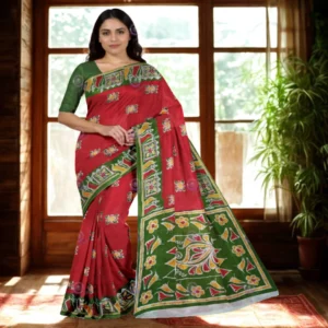 Radhika Artisan Handpainted Madhubani Cotton Saree