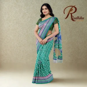 Radhika Artisan Block Print Cotton Saree – 4 Colors