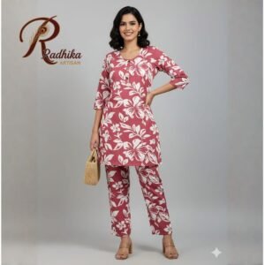 Radhika Artisan Floral Printed Cotton Co-Ord Set for Women
