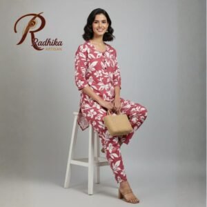 Radhika Artisan Floral Printed Cotton Co-Ord Set for Women